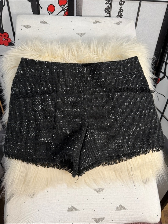 LOFT Pants - LOFT Black Tweed High-Rise Frayed Hem Shorts